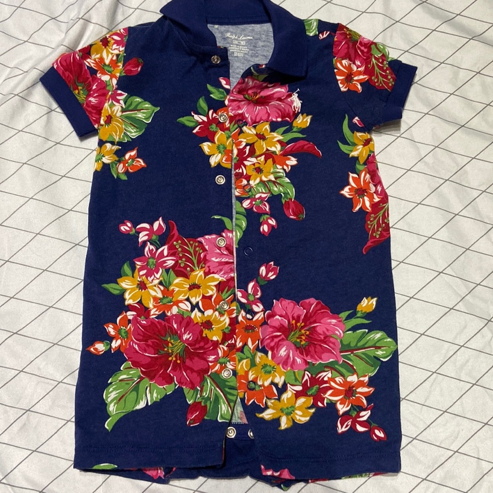 6 month old floral baby boy onesie